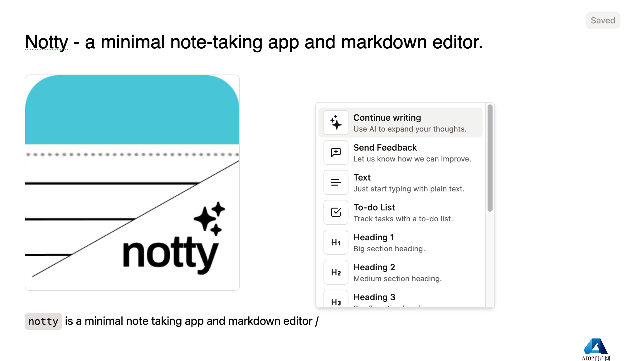 Notty：一款基于AI 驱动的简洁快速笔记应用和Markdown编辑器