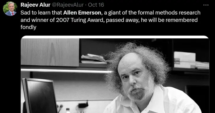 巨星陨落！图灵奖得主、模型检测之父Allen Emerson去世，享年70岁